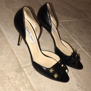 Jimmy Choo Patent Open Toe Heels
